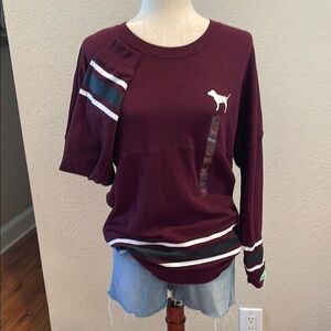 NWT PINK Victoria's Secret Maroon Long Sleeve Sz SM